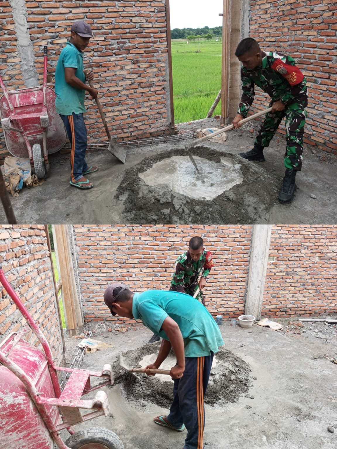 Babinsa Bubon Turun Tangan Bantu Warga Bangun Rumah di Desa Layung