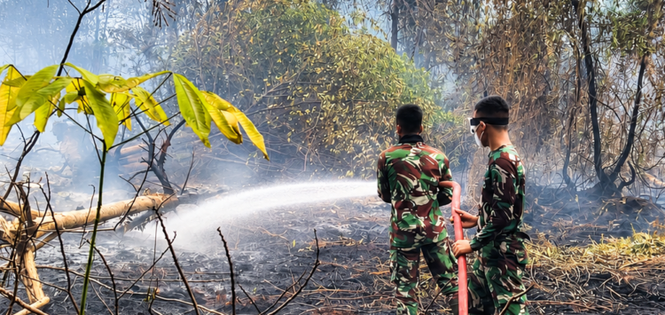 TIM SATGAS KARHUTLA KODAM XXII/TB TERUS LAKUKAN PENDINGINAN DI JALAN TJILIK RIWUT KM 30 KELURAHAN BANTURUNG