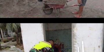 Perbaikan WC Kantor Desa Jadi Ruang Kebersamaan Babinsa dan Warga Arongan Lambalek