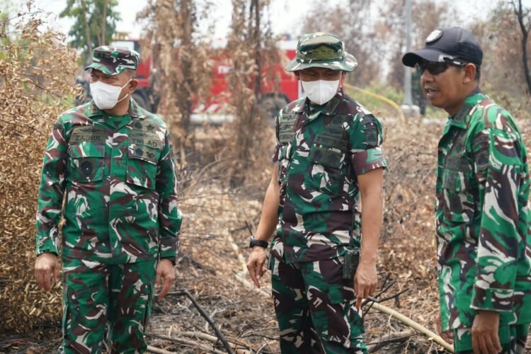 PANGDAM XXII/TAMBUN BUNGAI CEK KESIAPAN PENANGANAN KARHUTLA DI POSKO SAMBANG LIHUM KALSEL