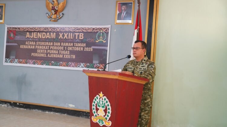 KAJENDAM XXII/TB HADIRI SYUKURAN KENAIKAN PANGKAT DAN PURNA TUGAS PERSONEL AJENDAM XXII/TB