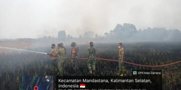 Karhutla di Mandastana dan Jejangkit Masih Ditangani, Kodim 1005 Koordinasikan Pemadaman Lintas Instansi