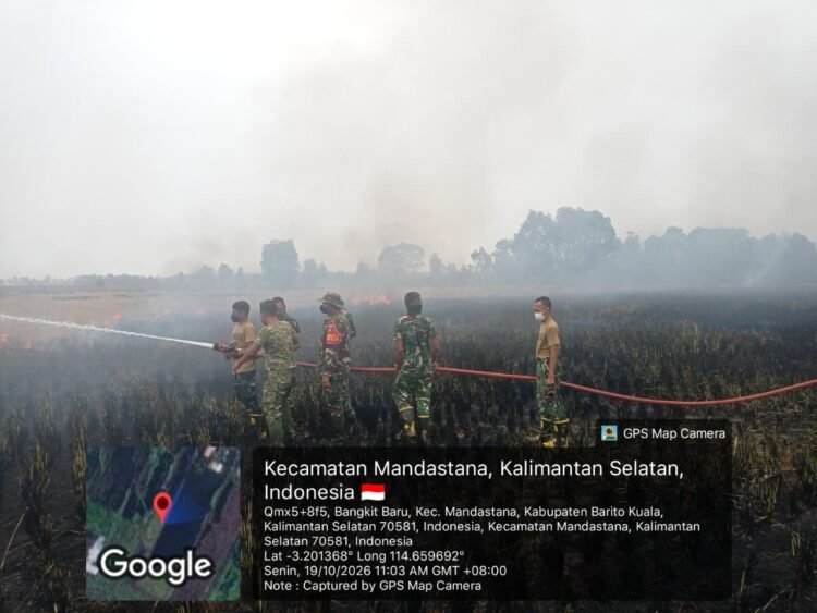 Karhutla di Mandastana dan Jejangkit Masih Ditangani, Kodim 1005 Koordinasikan Pemadaman Lintas Instansi